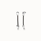 Drop earrings with leather and chained hearts