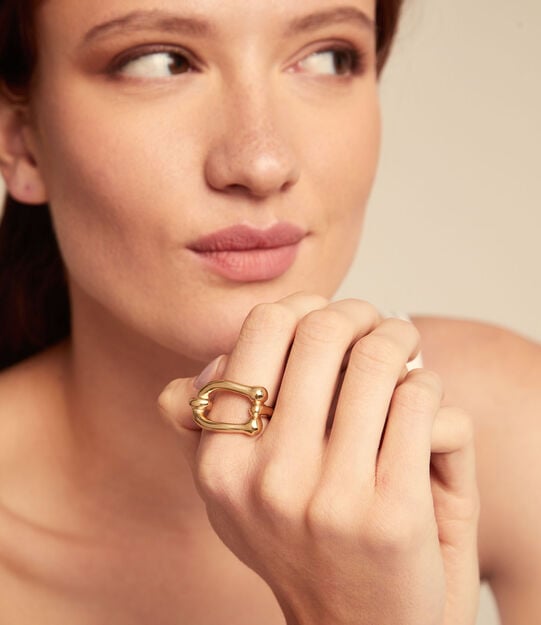 Link shaped ring, Golden, large