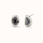 Pendientes ba&ntilde;ados en plata con cristal facetado gris