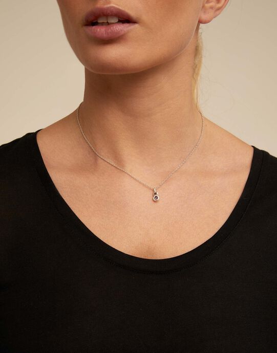 Short chain charm necklace, Silver, large