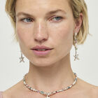 Long earrings with starfish and pearl
