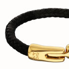 Leather braided bracelet with golden clasp