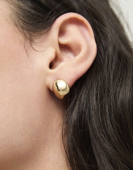 Chunky Bean Stud Earrings, Golden, large