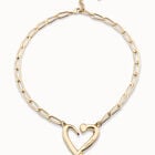 Short  link chain pendant necklace with a heart