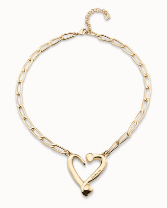 18K gold pendant with links and heart