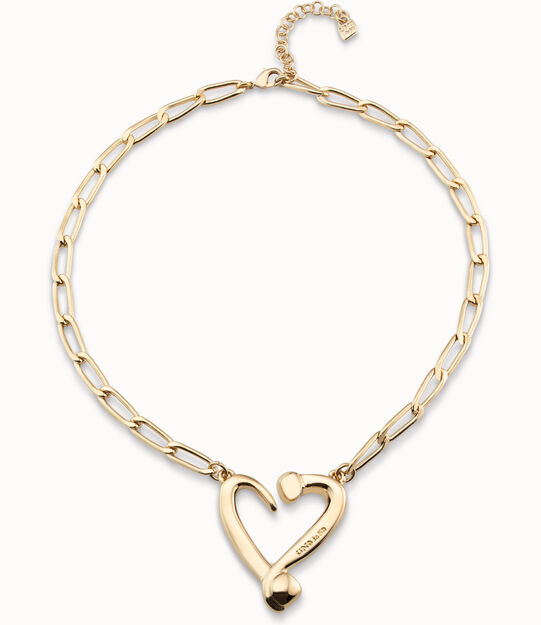 Colgante de oro 18k de eslabones y corazón