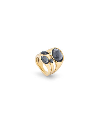 18K gold-plated ring with gray crystals