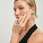 Ring with four multicoloured drop-shaped faceted crystals