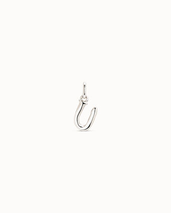 Sterling silver-plated letter U charm