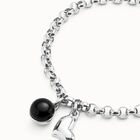 Link chain bracelet with heart charm and murano glass