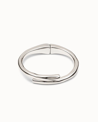 Bracciale placcato argento Sterling di forma tubolare e molla nascosta