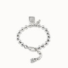 Pulsera ba&ntilde;ada en plata de ley con charms de candado y llave