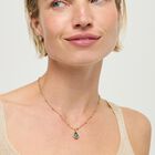 Collar ba&ntilde;ado en oro 18k con cristal facetado verde en forma de gota