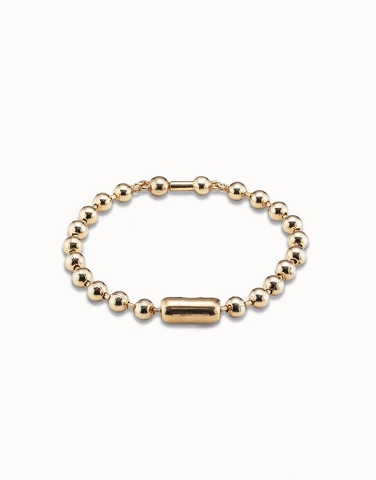 Pulsera de cadena ba&ntilde;ada en oro de 18k, Dorado, large
