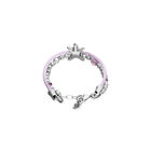 Pink silk thread and metal bracelet with starfish