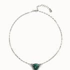 Pendant chain link necklace with green crystal