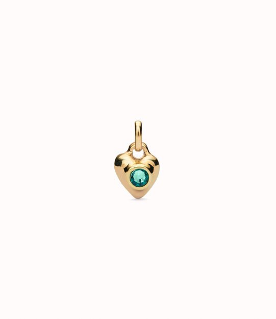 Charm bañado en oro 18k con cristal verde.
