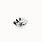 Eye-shaped ring with faceted green crystal