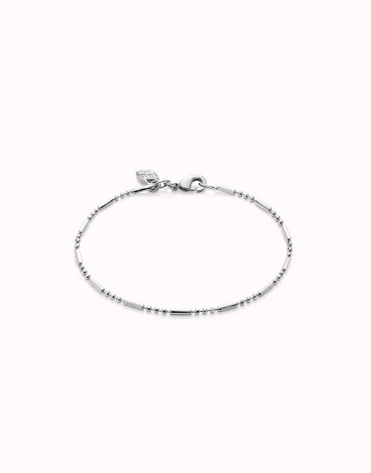 Pulsera con bolas y piezas alargadas ba&ntilde;ada en plata de ley
