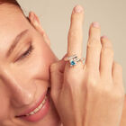 Ring mit blauem Zirkonia aus 925er Sterlingsilber