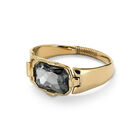 Rigid bracelet with a rectangular grey faceted crystal