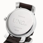 Sterling silver-plated leather and metal watch for men