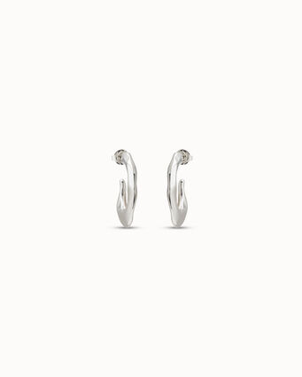 Sterling silver-plated flattened banana shaped earrings
