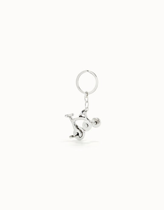 Porte-cl&eacute;s tricycle plaqu&eacute; argent, Argent, large