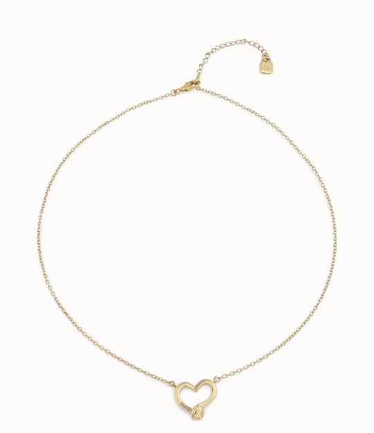 Chain pendant necklace  with heart, Golden, large