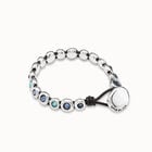 Leather bracelet with blue crystals