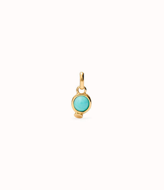 18K gold-plated charm with turquoise stone.