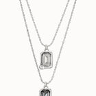 Collar ba&ntilde;ado en plata de ley 2 cadenas finas y 2 Charms centrales con cristal gris claro y gris verdoso