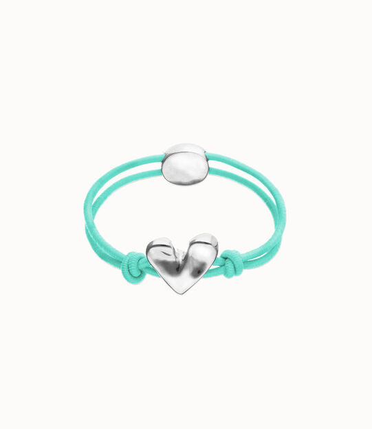 Turquoise elastic thread bracelet with heart charm