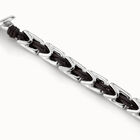 Leather bracelet with rectangular links