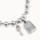 Pulsera ba&ntilde;ada en plata de ley con charms de candado y llave