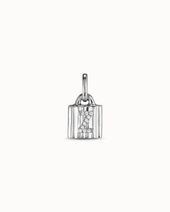 Sterling silver-plated padlock charm with topaz letter Z