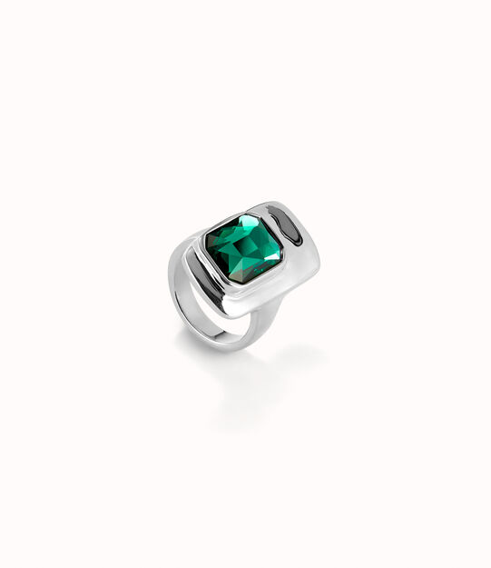 Anello placcato argento sterling con cristallo verde