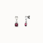 Pendientes ba&ntilde;ada en plata de ley con cristal  colgante rosa