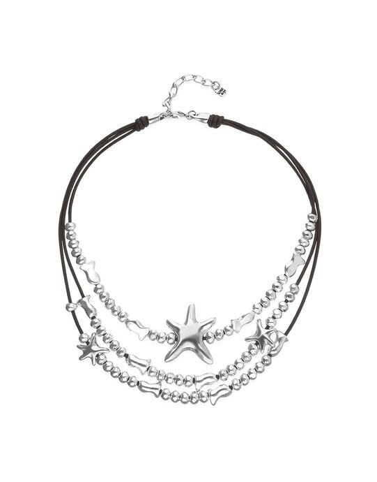 Multi-strand leather necklace with starfish