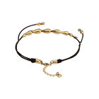 Collier en cuir aux gouttes dor&eacute;es entrelac&eacute;es