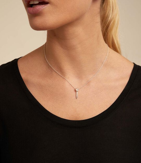 Short  chain pendant necklace  with nail, Silver, large