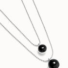 Multi-layer pendant link necklace with black murano glass