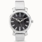 Silver plated watch with black dial