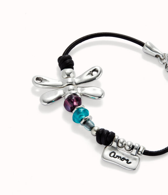 Bracciale con libellula placcato argento sterling e cristalli