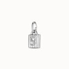 Sterling silver-plated padlock charm with topaz letter S