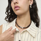 Short leather necklace with two drops