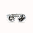 Bangle bracelet with two grey crystals