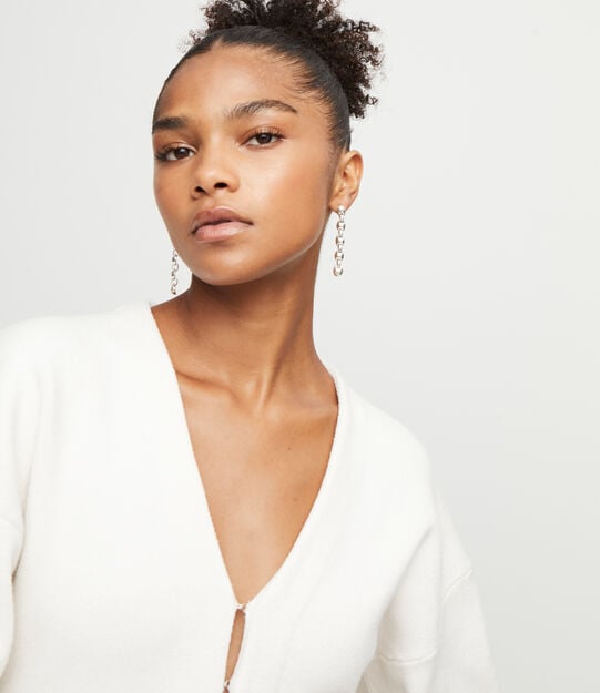 Drop earrings with bead shaped links, Silver, large