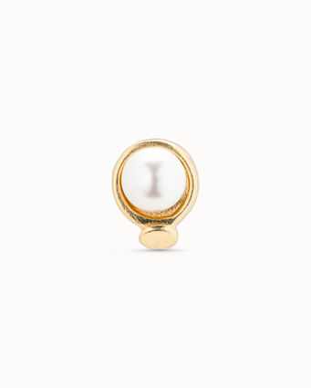 18K gold-plated nailed circle piercing with pearl