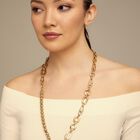 Collar largo ba&ntilde;ado en oro 18K de eslabones